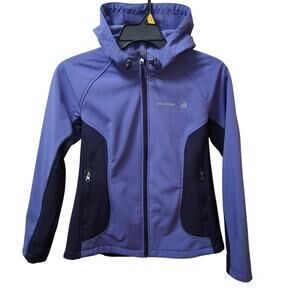 Free Country Women Purple Black Fleece Lined Jacket Full Zip Hood Outdoor SZ-L